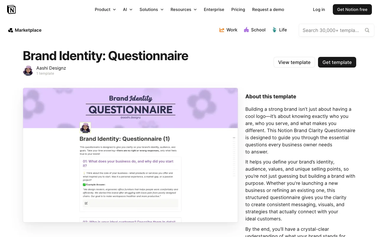 Brand Identity: Questionnaire preview