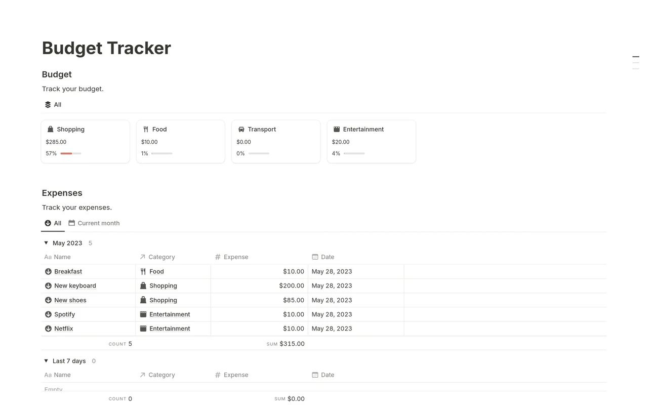 Budget Tracker preview