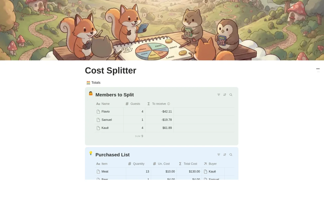 Cost Splitter preview