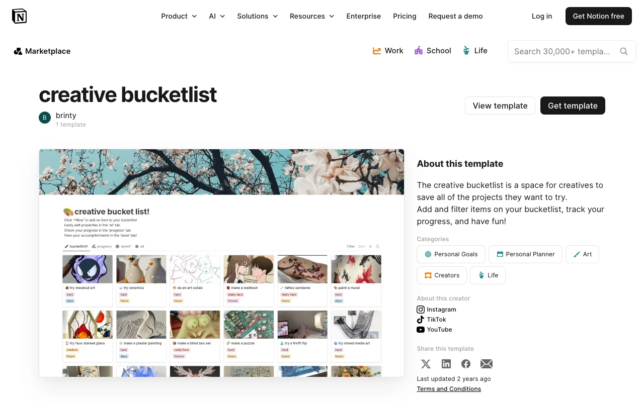 creative bucketlist preview