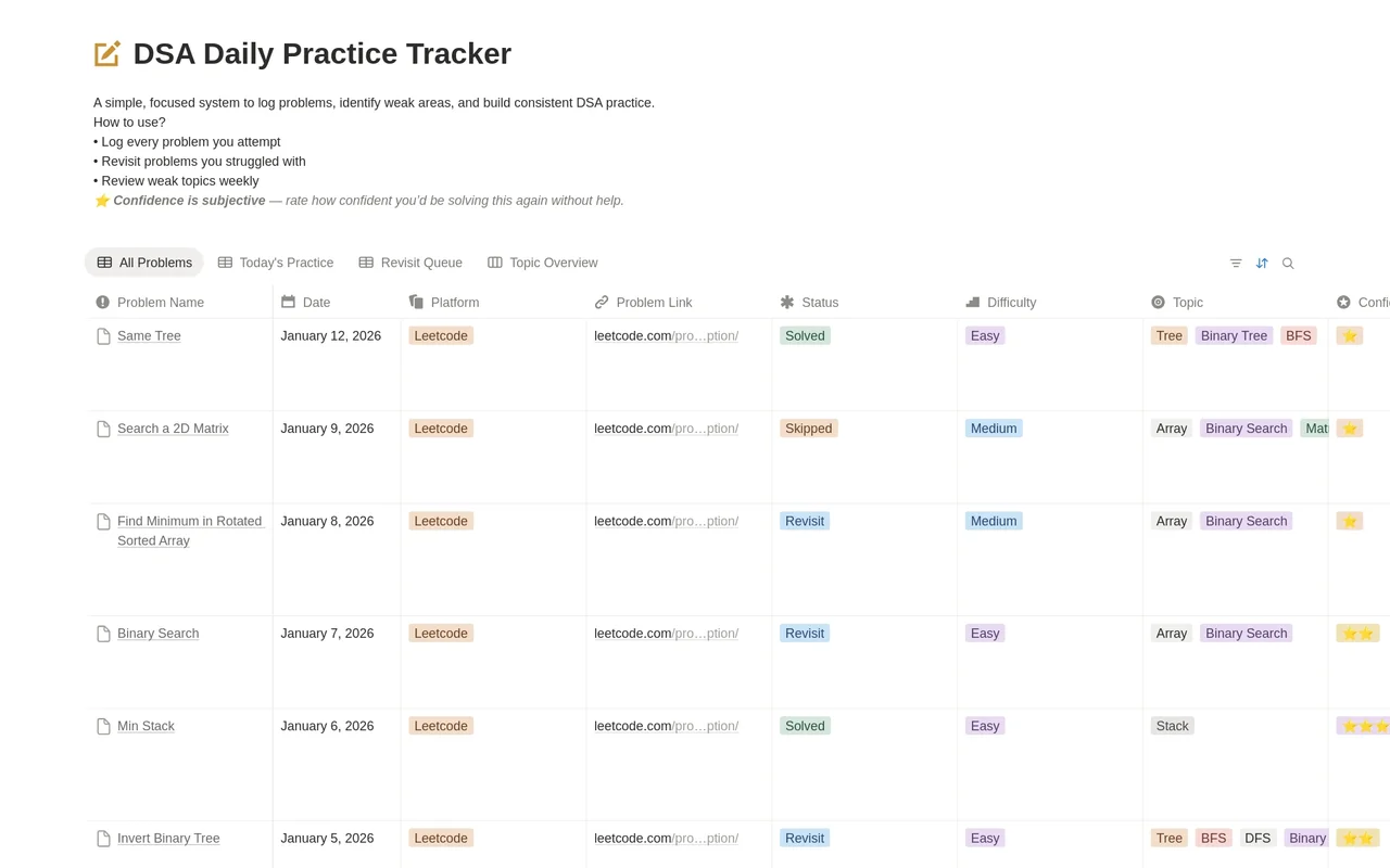 DSA OS — Daily Practice System preview