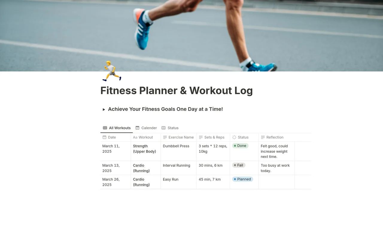 Fitness Planner & Workout Log preview