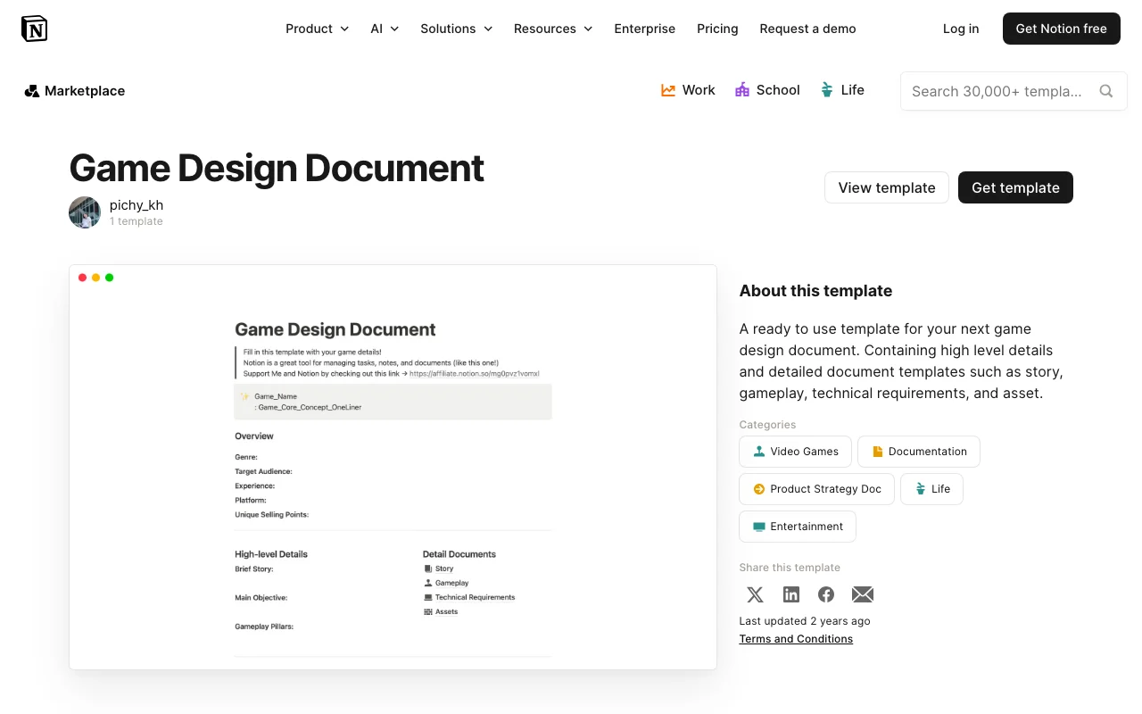 Game Design Document preview