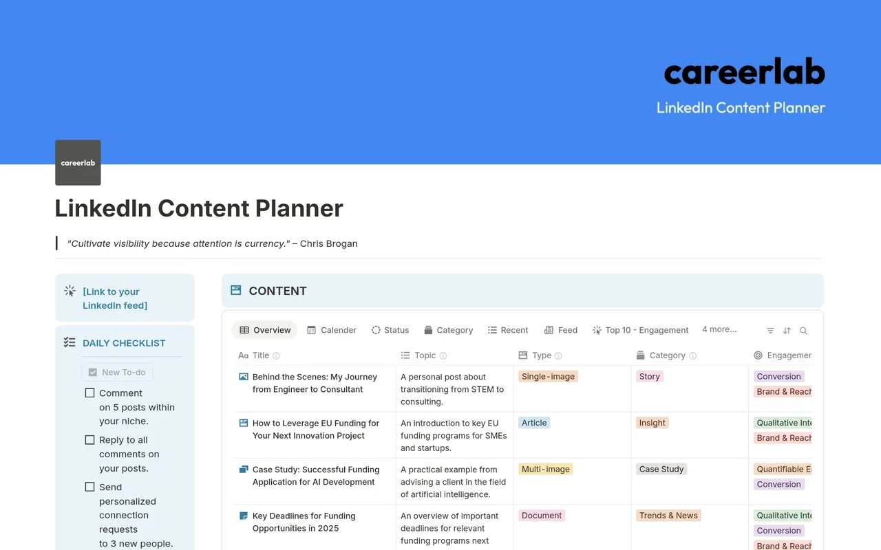 LinkedIn Content Planner preview