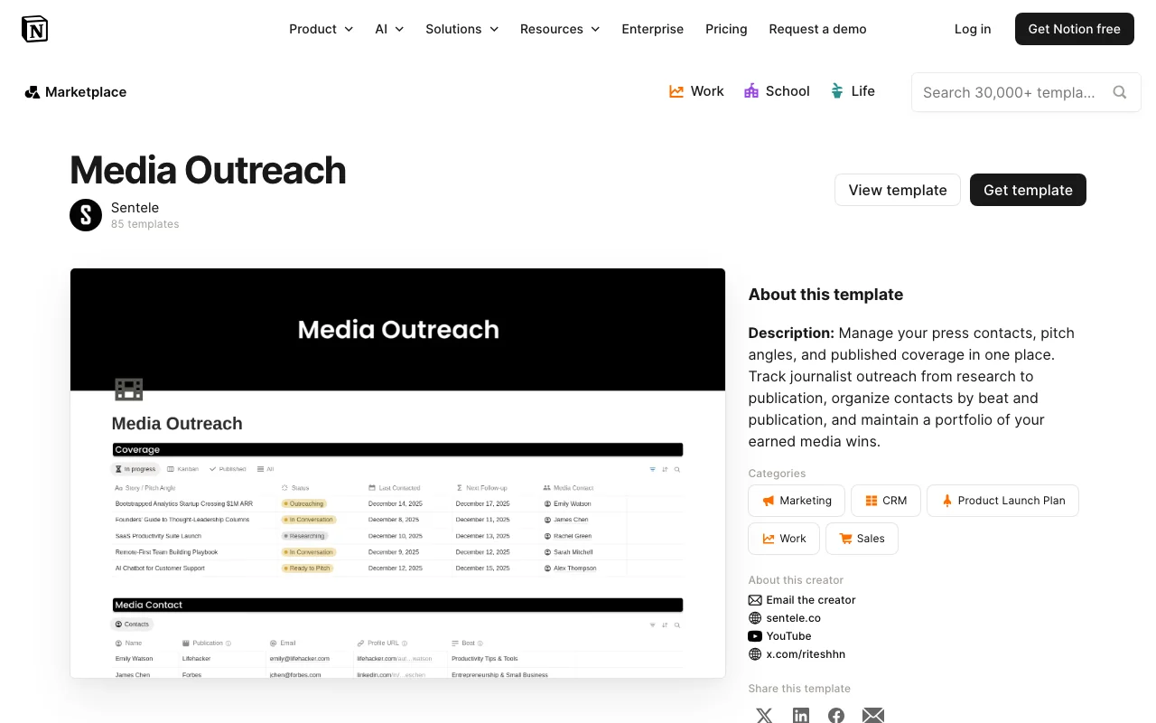 Media Outreach preview