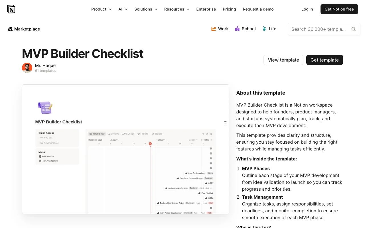MVP Builder Checklist preview