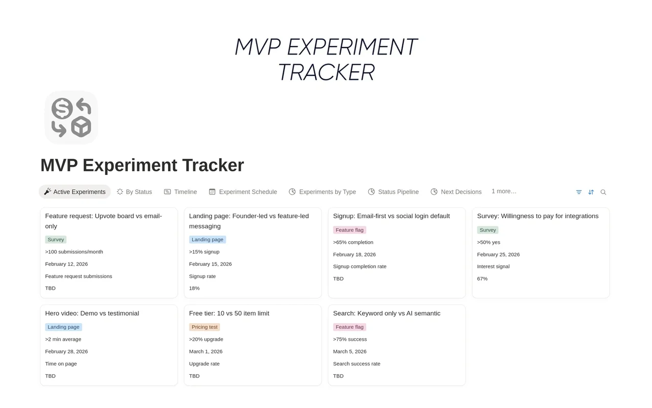 MVP Experiment Tracker preview
