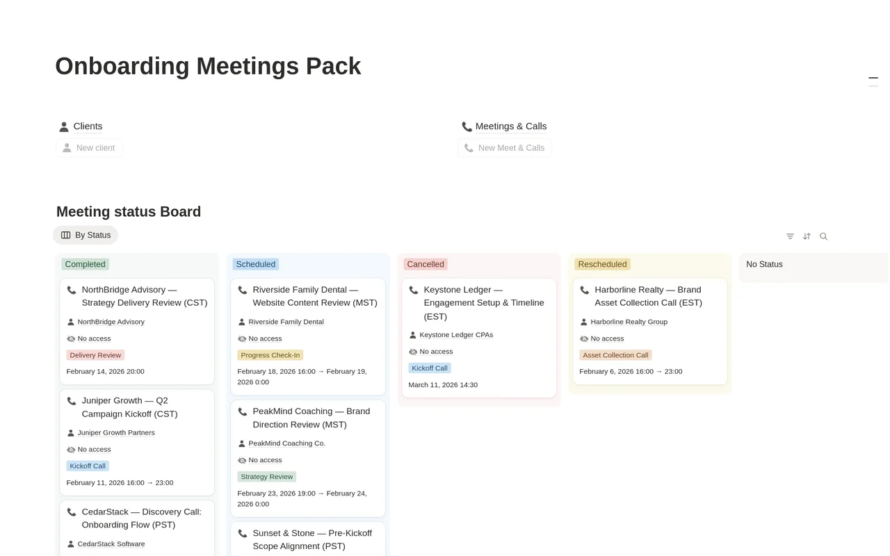 Onboarding Meetings Pack preview