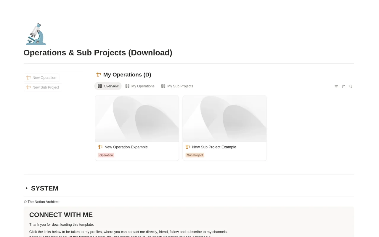 Operations & Sub Projects preview