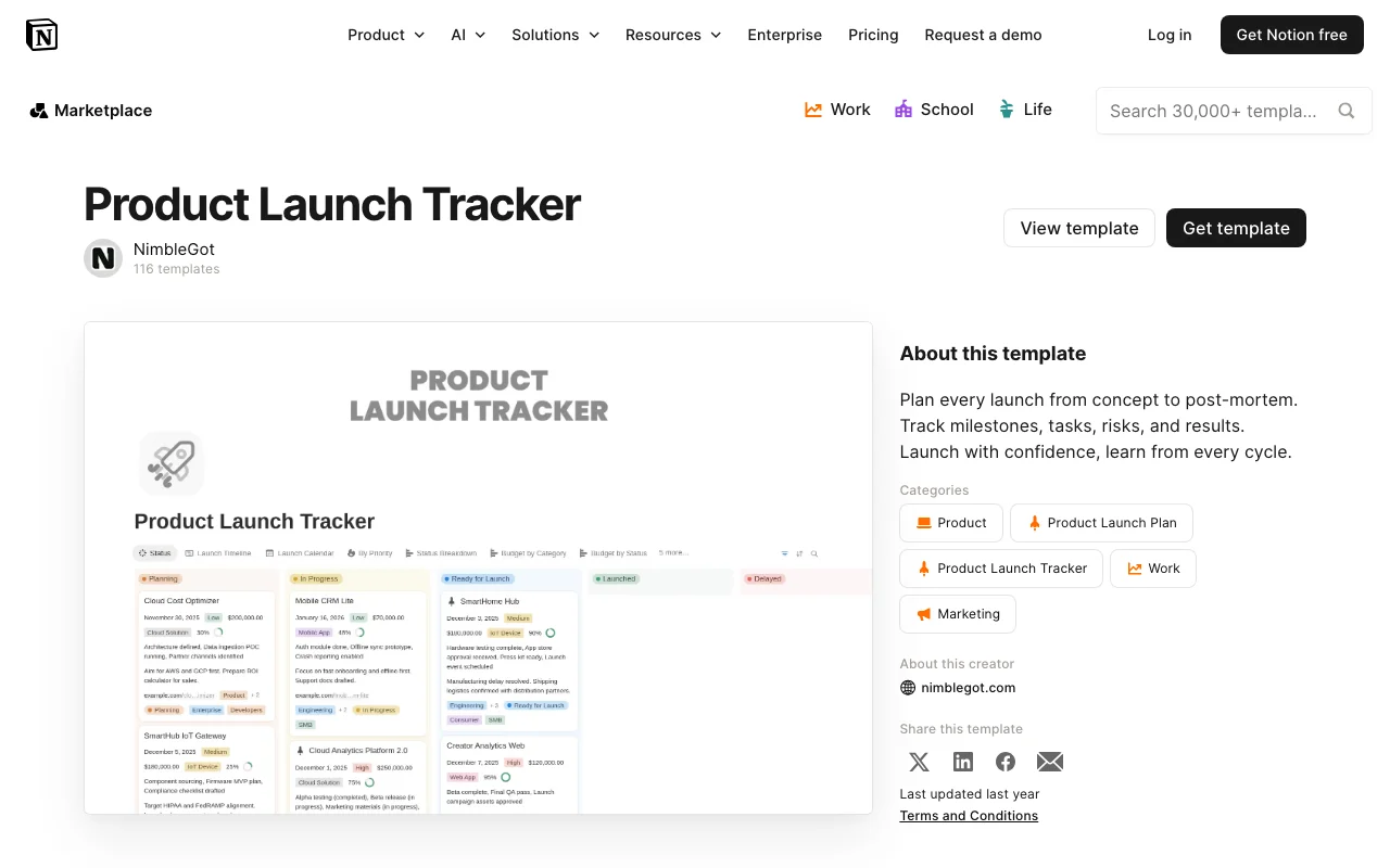 Product Launch Tracker preview
