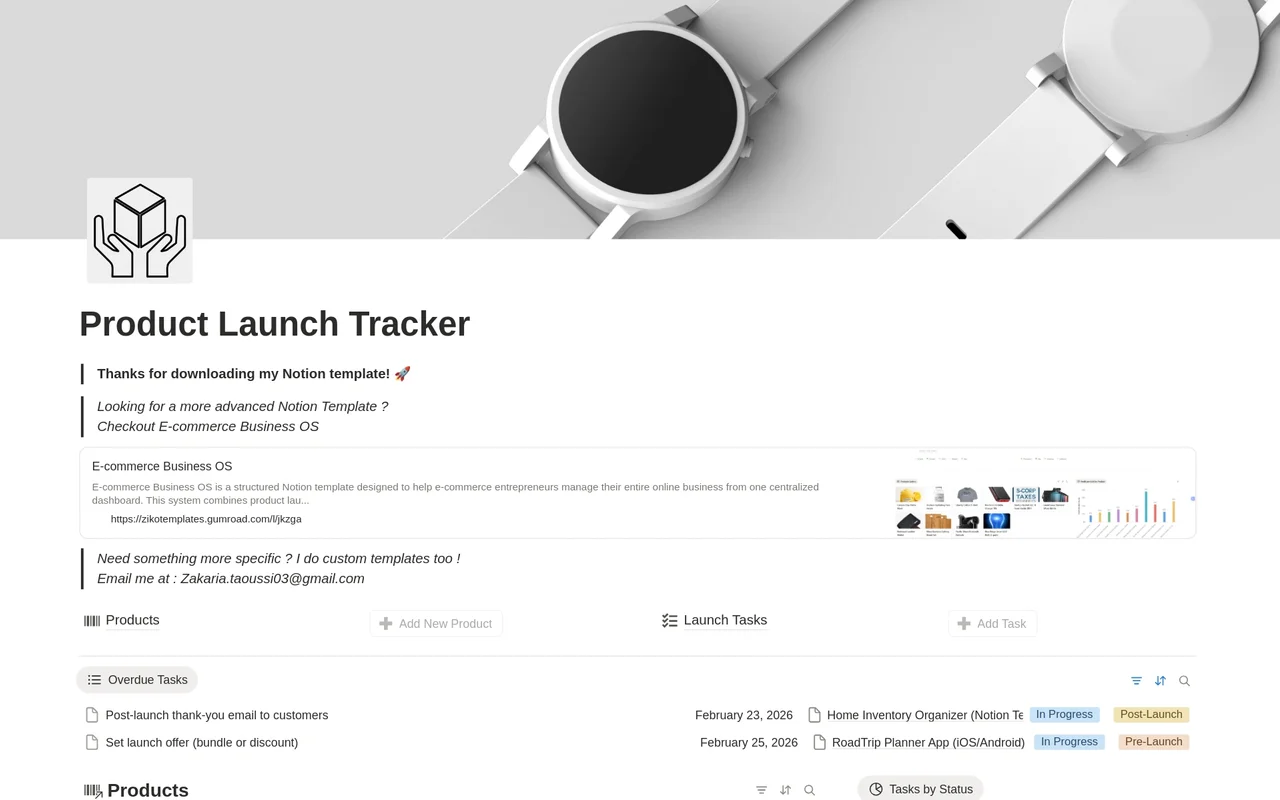 Product Launch Tracker preview