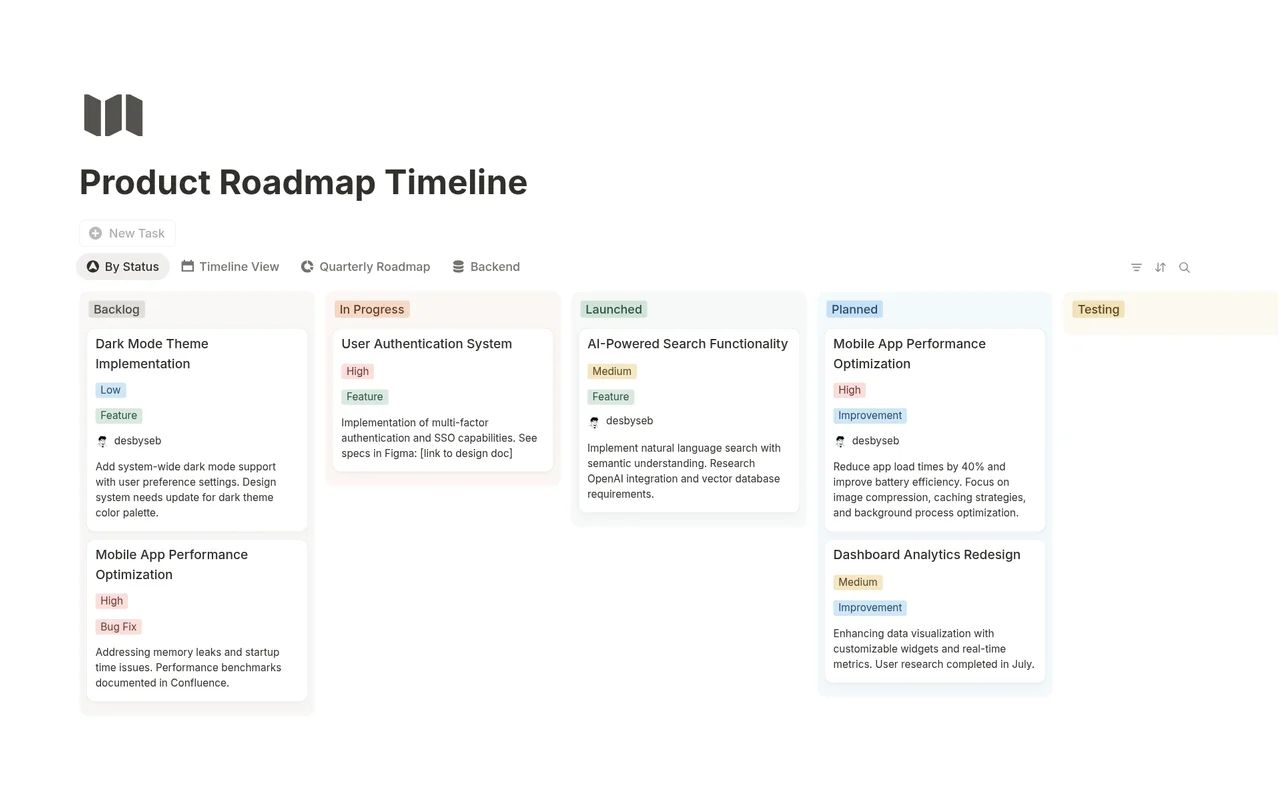 Product Roadmap Timeline preview