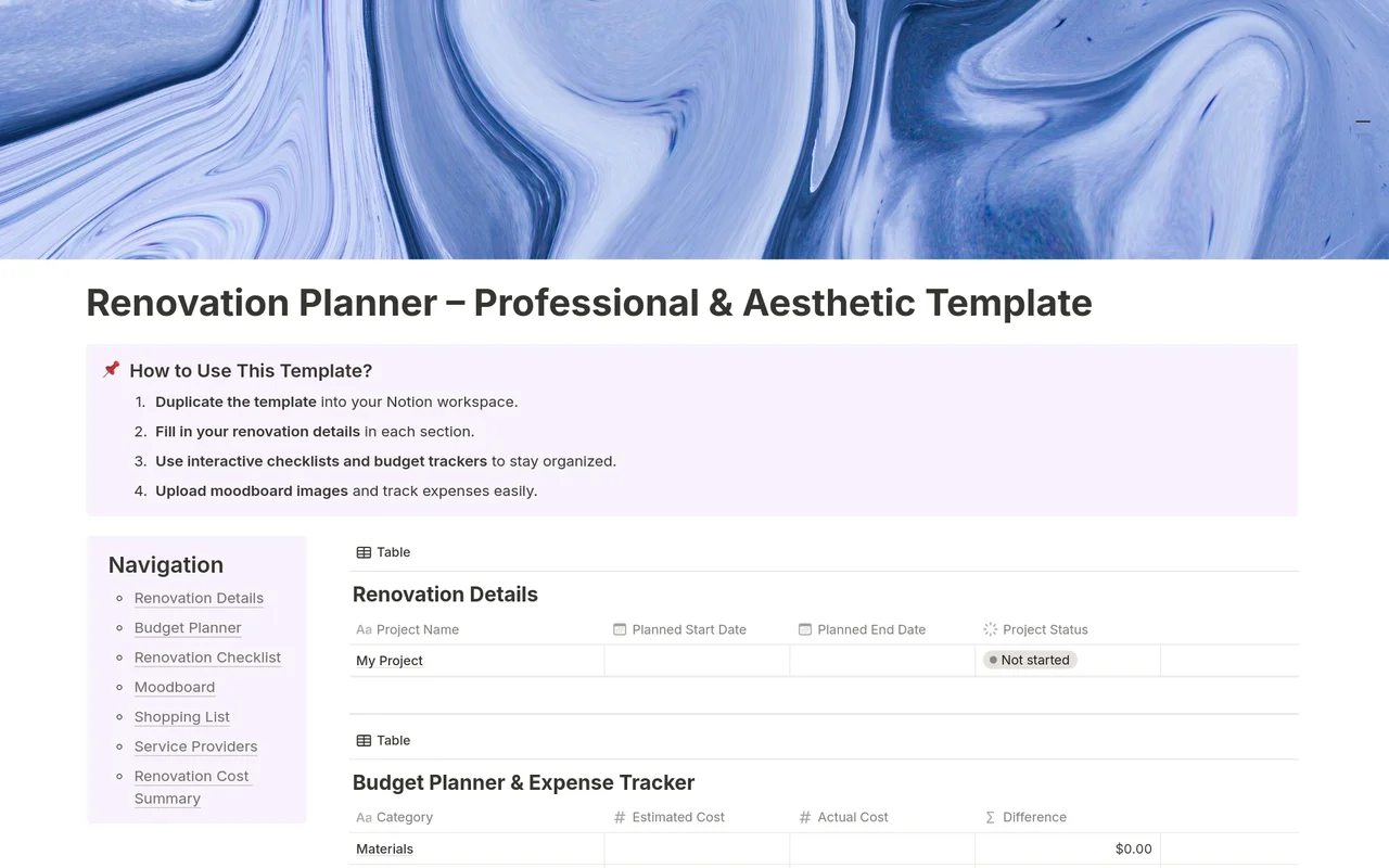 Renovation Planner preview