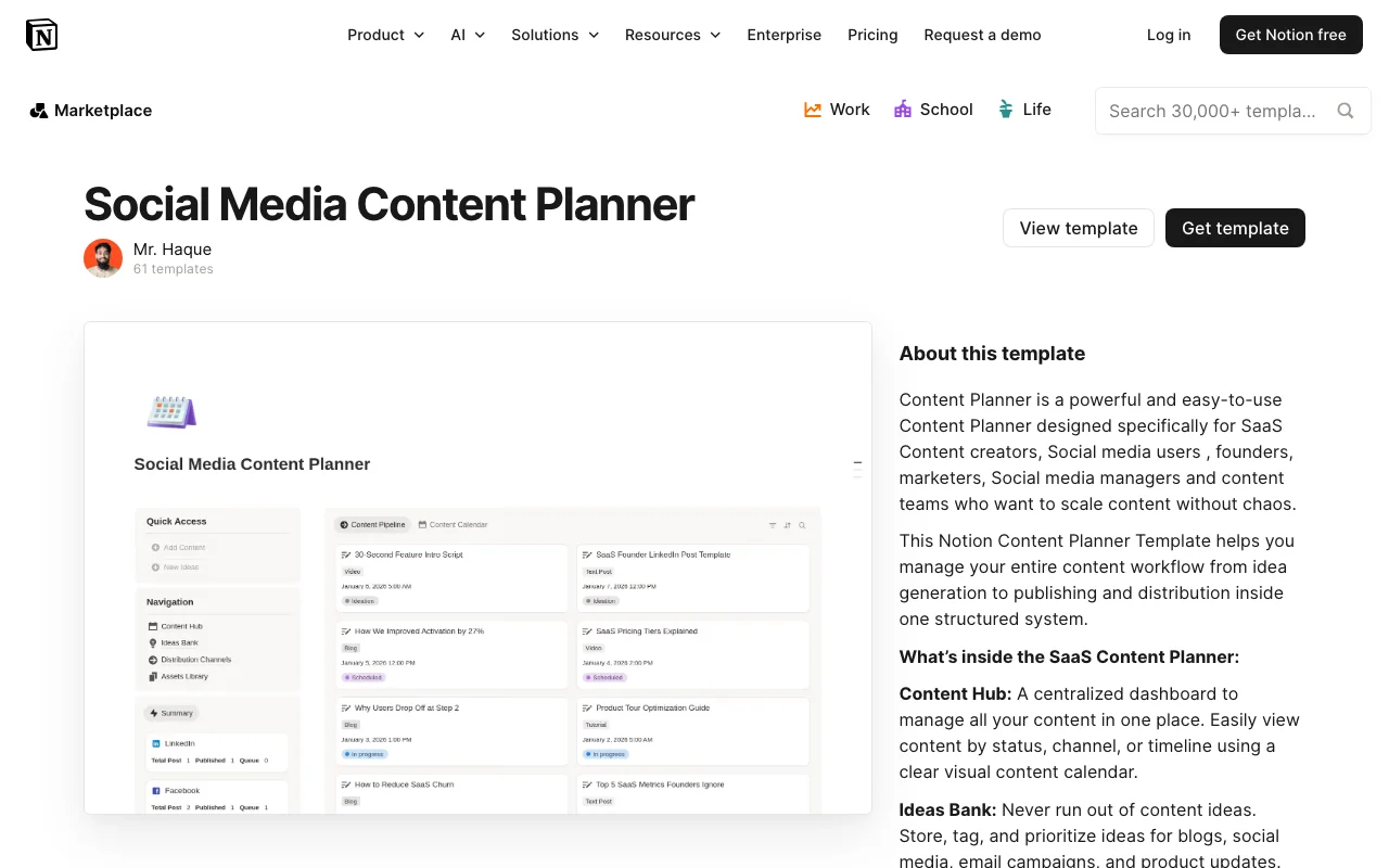 Social Media Content Planner preview