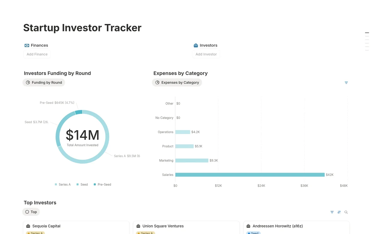 Startup Investor Tracker preview