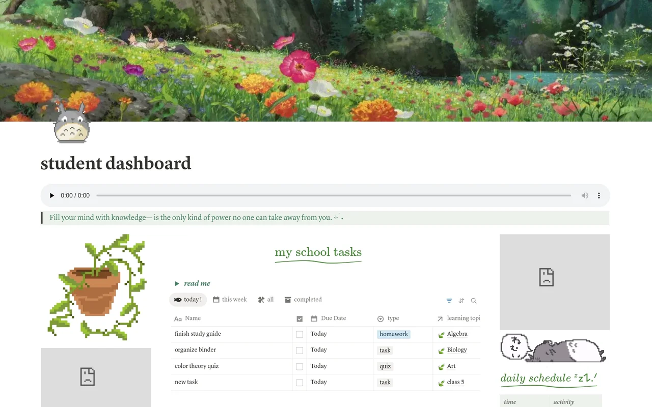 student dashboard preview