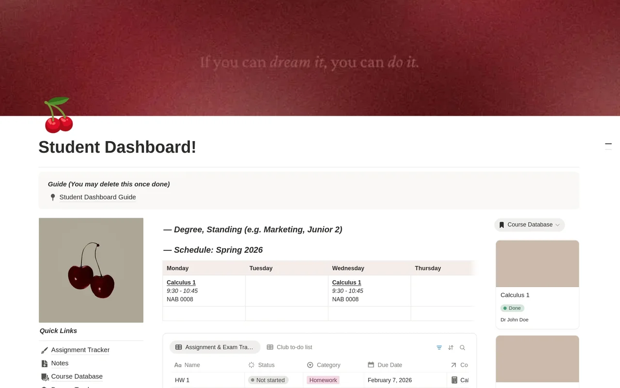 University Student Dashboard preview