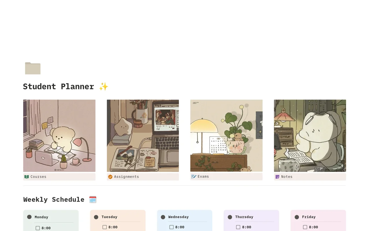 student planner preview