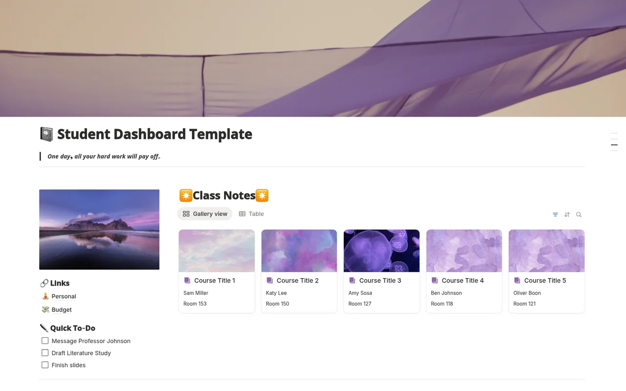 Student Dashboard ~ Purple theme preview