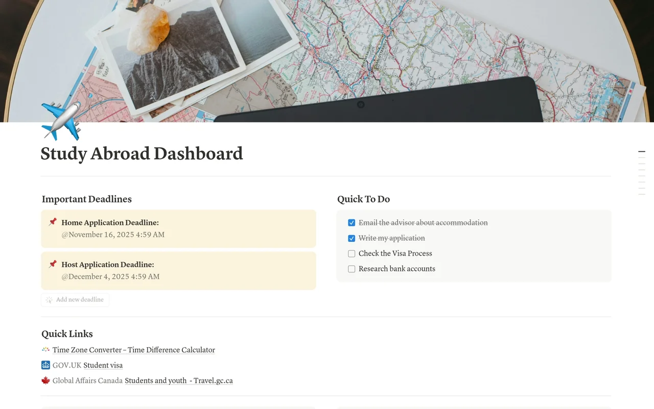 Study Abroad Dashboard preview