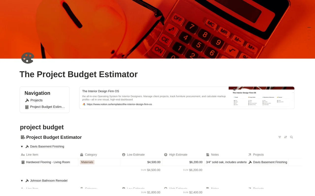 The Project Budget Estimator preview
