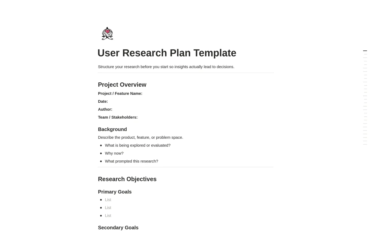 User Research Plan preview
