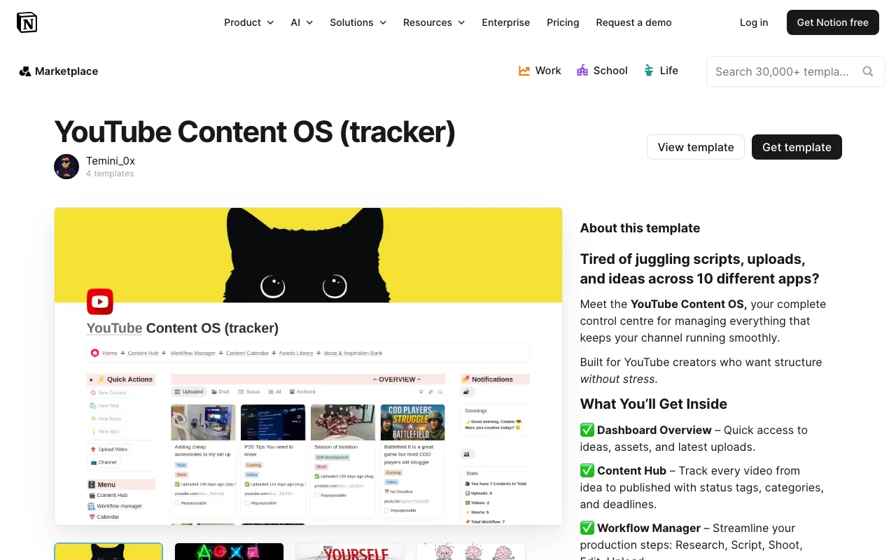 YouTube Content OS (tracker) preview